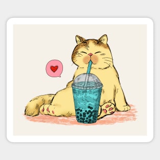 Funny Cat Bubble Tea Lover Magnet